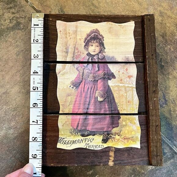 Vintage Willmantic Thread Wooden Victorian Girl AD - Picture 2 of 9